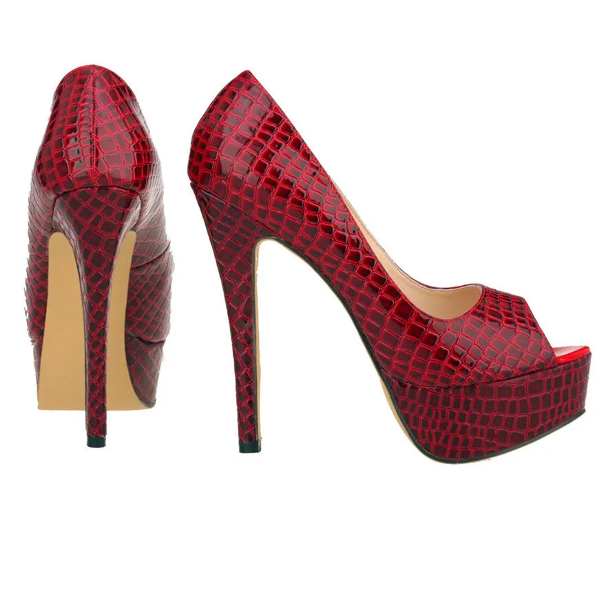 Cross-dresser Unisex Men's Pumps Queen Fashion Peep Toe Platform High Heels 14cm Sexy Patent Leather Shoes Stilettos Large Size