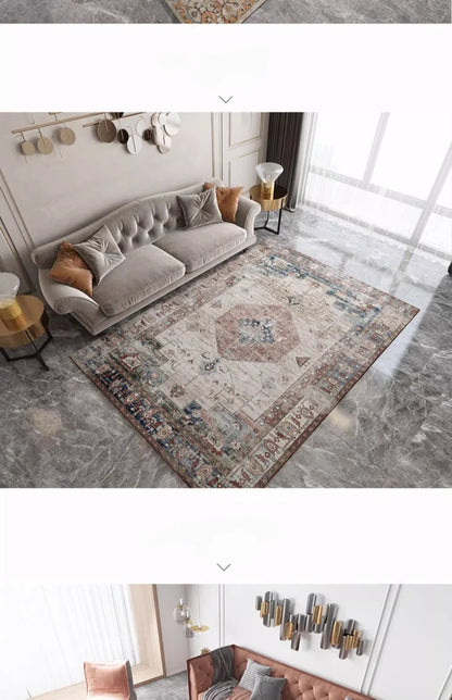 American Retro Style Rugs for Bedroom Large Area Living Room Decoration Anti-slip Carpet Washable Lounge Floor Mat Home Soft Rug