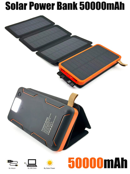Solar Power Bank 50000mAH Folding Solar Panels 5V 2A USB Output Portable Outdoor Camping Sun Power For IPhone Android