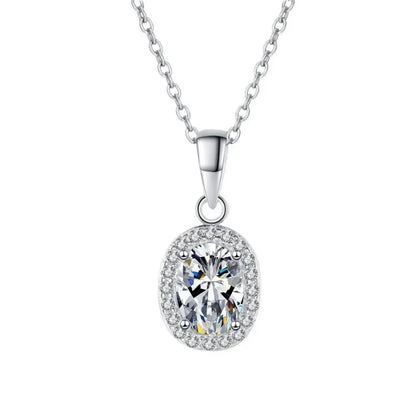 Oval Fine Jewelry Necklaces Women Pigeon Egg Moissanite Diamond 1CT Pendant PT950 Platinum Engagement Girl Wedding Party