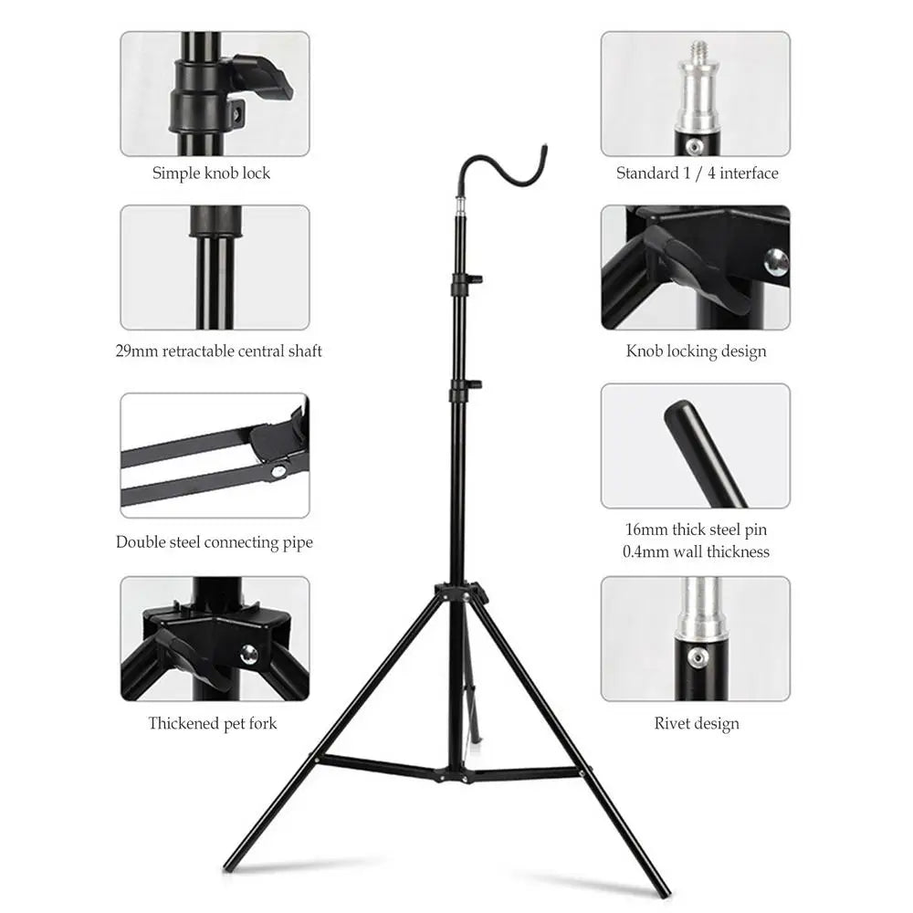 2m Campinglight Stand Folding Telescoping Tripod Adjustable Lightweight Aluminium Floor Lamp Holder Tripod Camping Accessories