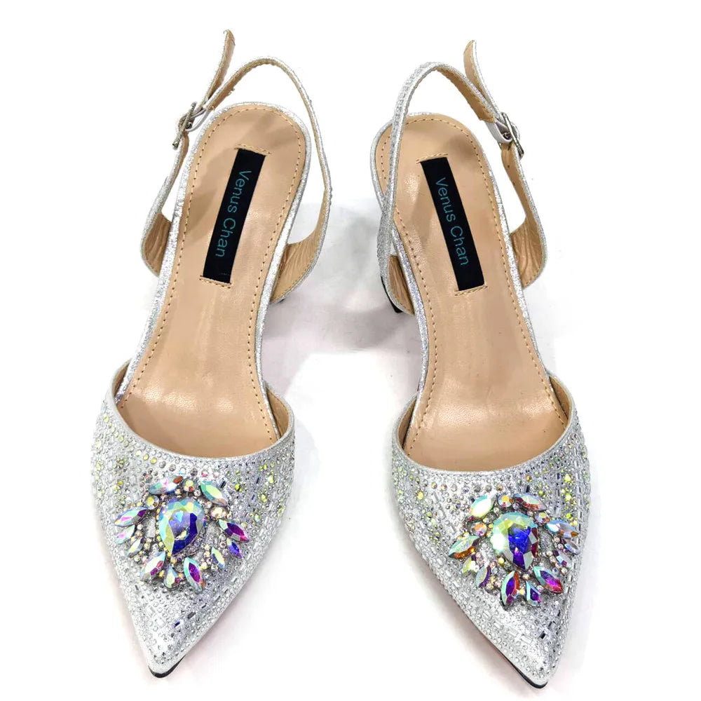 New Fashion Women's Summer Elegant High Heels Women's Sandals Luxury Wedding Italian Women's Party Shoes All Diamond