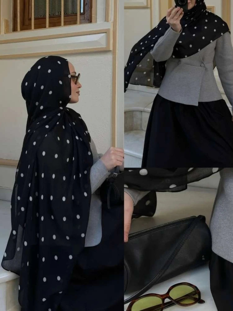 New Polka Dot Modal Hijab Double-sided Print Hijabs for Women Scarf Head Wrap for Women Muslim Fashion Hijab Scarf Islam Ramadan
