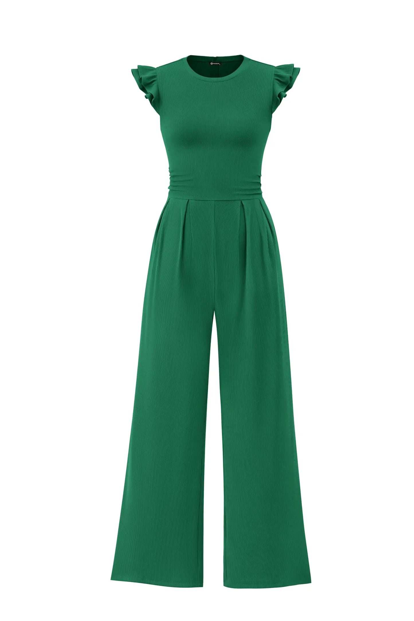 Spring/Summer 2026 New Collection Women's Round Neck Sleeveless Ruffled Trim Fitted Waist and Leg-Sculpting Jumpsuit