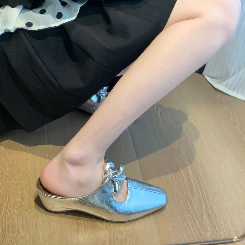 Women Heeled Sandals Slingback Mules Leather Shoes Summer Slippers 2026 Luxury Mary Jane Shoes Comfort Flip Flops Mujer Slides