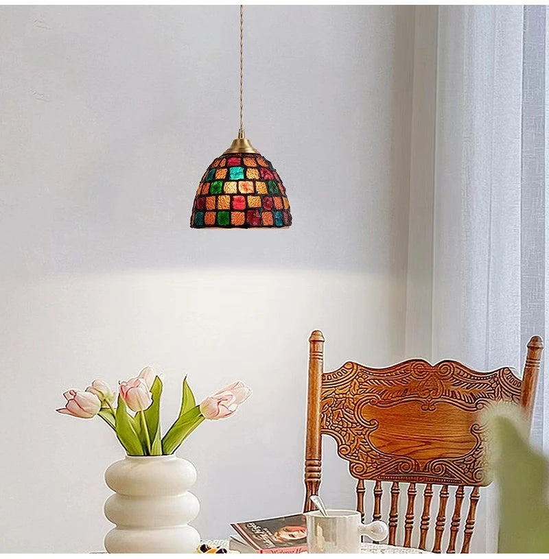 Glass Ceiling Chandelier Creative Sea Shell Lampshade Bedroom Bedside Hanging Lamp Interior Decoration Lighting Pendant Lights