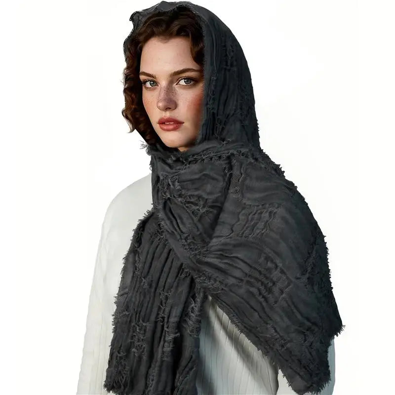 Techwear Style Ripped Tassel Punk Vintage Scarf Man Woman Medieval Knight Cape Cloak Halloween Cosplay Shawl Costume