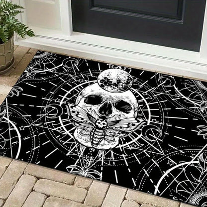 3D Gothic Skull Moth Print Rug High Quality Non Slip Mat For Patio Garden Living Room Indoor Outdoor Decor Carpet