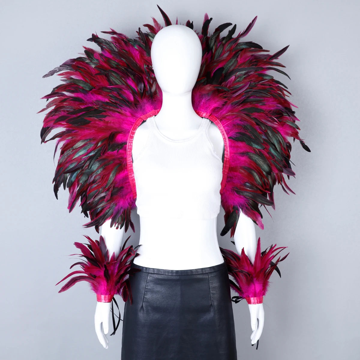 Elegant Women's 2-Piece Shawl Set Cosplay Feather Punk Style for Halloween Masquerade Ball Party Carnival New