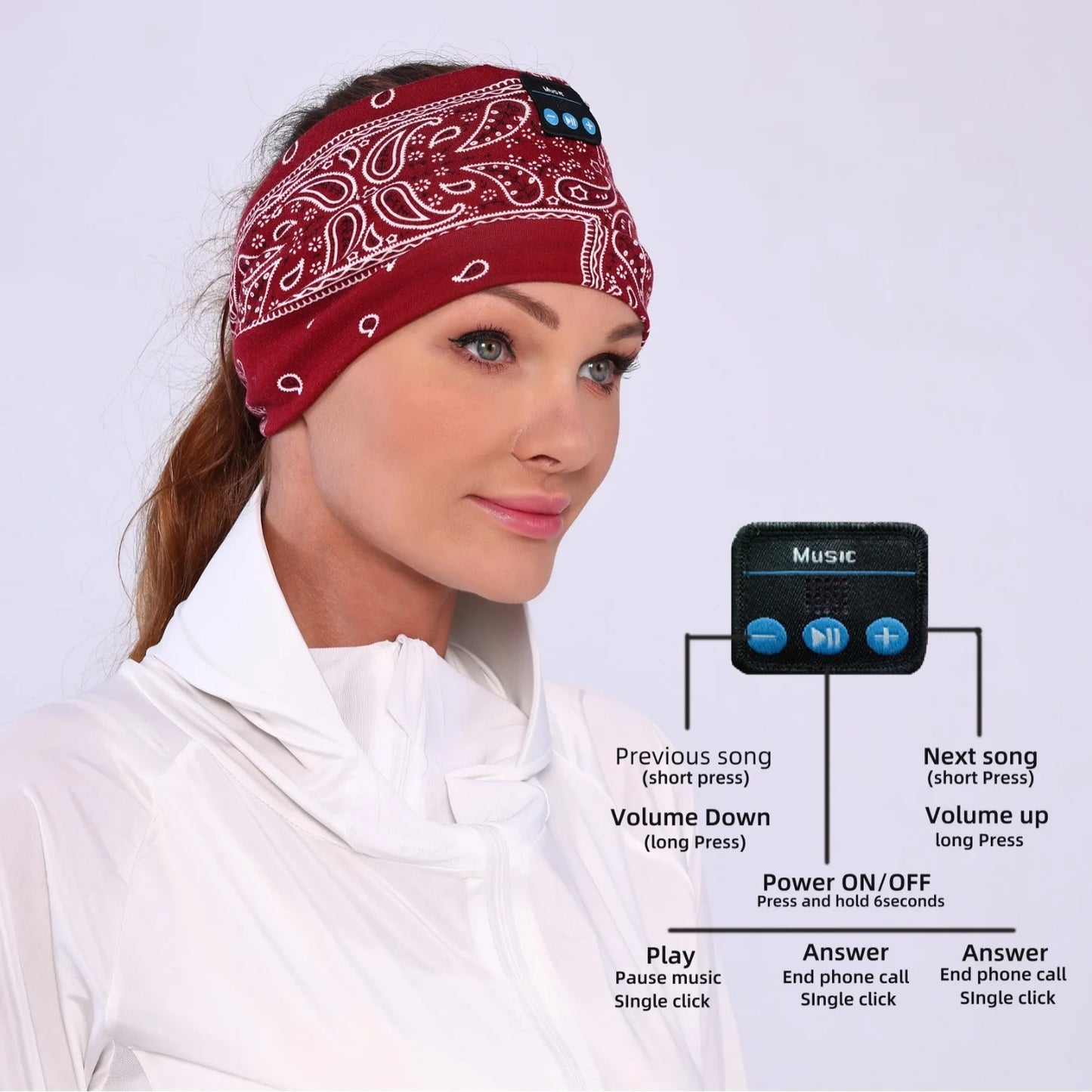 Bluetooth Earphones Sports Sleeping Headband Wireless Headphones Music Eye Mask Wireless Bluetooth Headset Headband with Mic