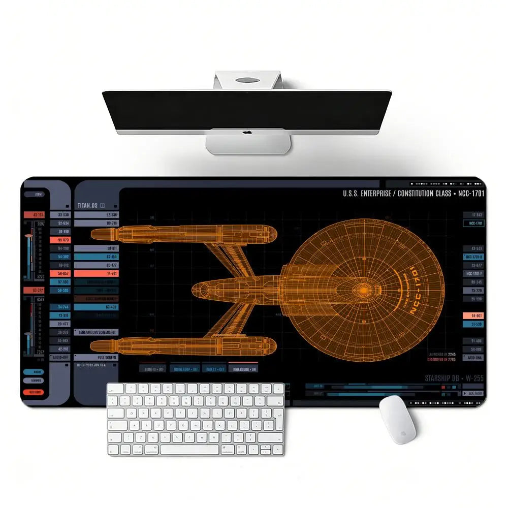 Spaceship Design XXL Gaming Mouse Pad, Non-slip Stitched Edge Desk Mat, Keyboard Mat, Computer Accessories for PC Gamers,100x50