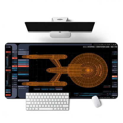 Spaceship Design XXL Gaming Mouse Pad, Non-slip Stitched Edge Desk Mat, Keyboard Mat, Computer Accessories for PC Gamers,100x50