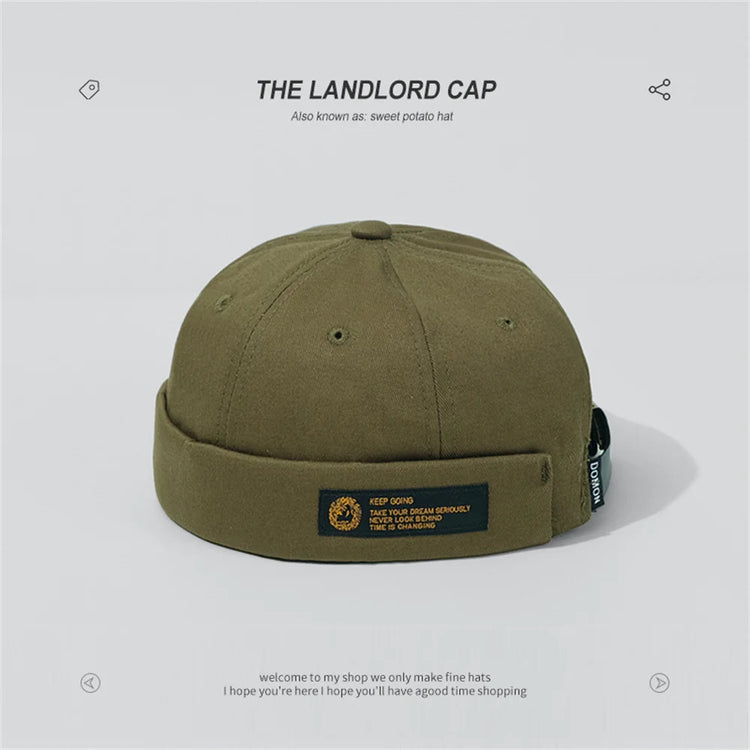 Retro Letter Label Brimless Caps Unisex Solid Color Beanie Men Women Summer Street Adjustable Docker Hats Melon Cap Hip Hop Cap