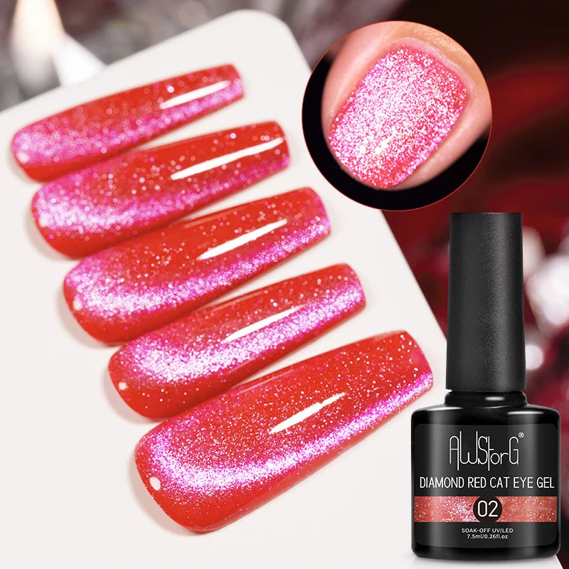 7.5ml Golden Light  Magnetic Gel Golden Gems Magnetic Gel Nail Polish Cat Nail Sparkling Glitter Semi Permanent Varnish