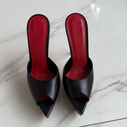 Summer Women's Pointed Toe Open Toe Stiletto Cool Slippers Fashion Women's Wedding Dance Shoes  Luxury Sandals Slippers