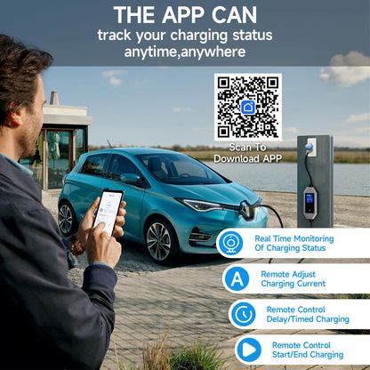 JNTAFEV Portable Charger 7.2KW 32A Type2 IEC62196-2 Electric Car Charger Type1 J1772 EV Charger GB/T CEE Plug WIFI APP Control