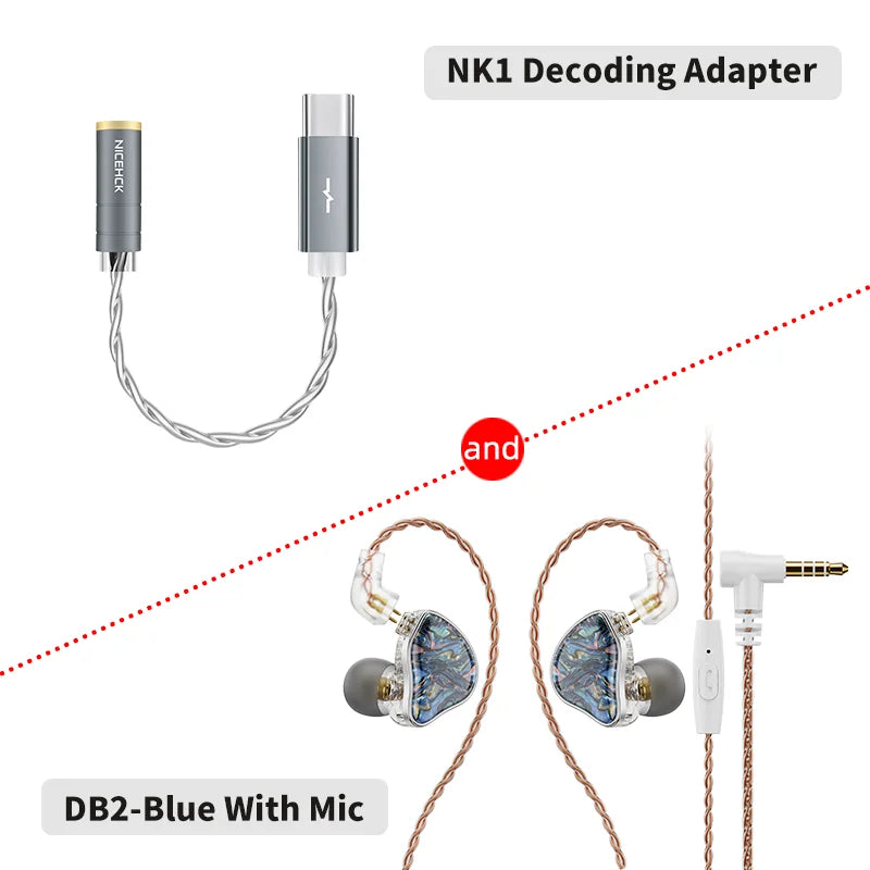 NICEHCK DB2 Wired Earbud IEM 1DD+1BA Hybrid Dual Driver HiFi Earphone With 0.78 2Pin Interface Warm Vocal Music In Ear Monitor