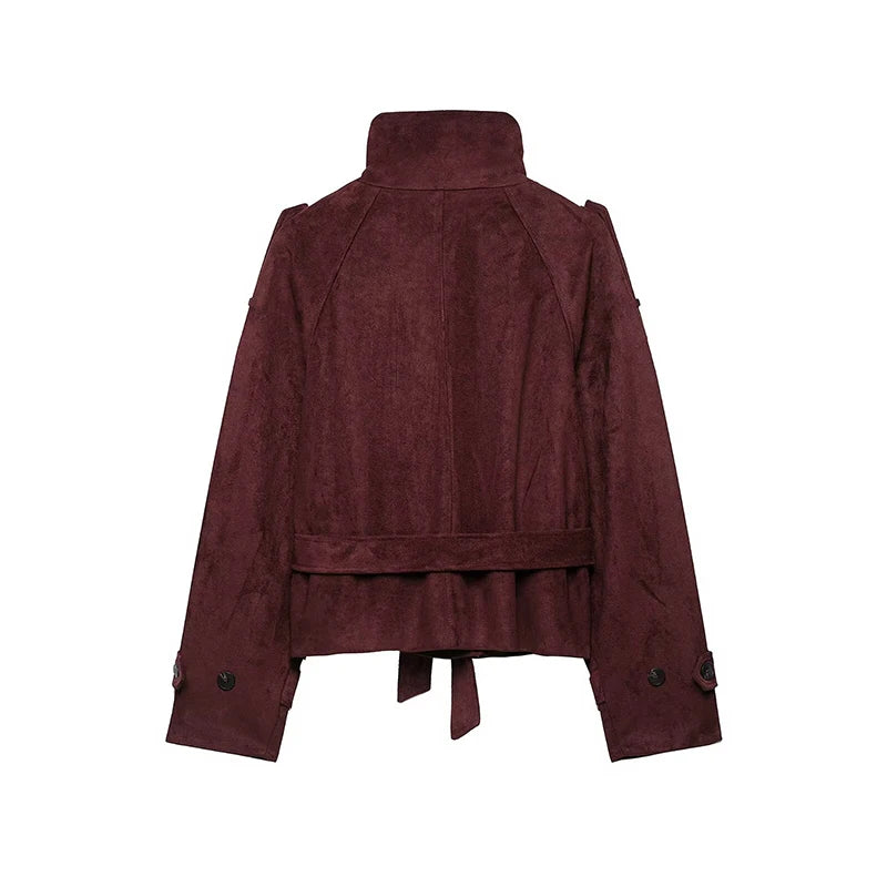 Women's Jackets Coats Autumn Fashion With Belt Suede Jacket Winter Women's Coat Women Short Jacket Vintage New Outerwear