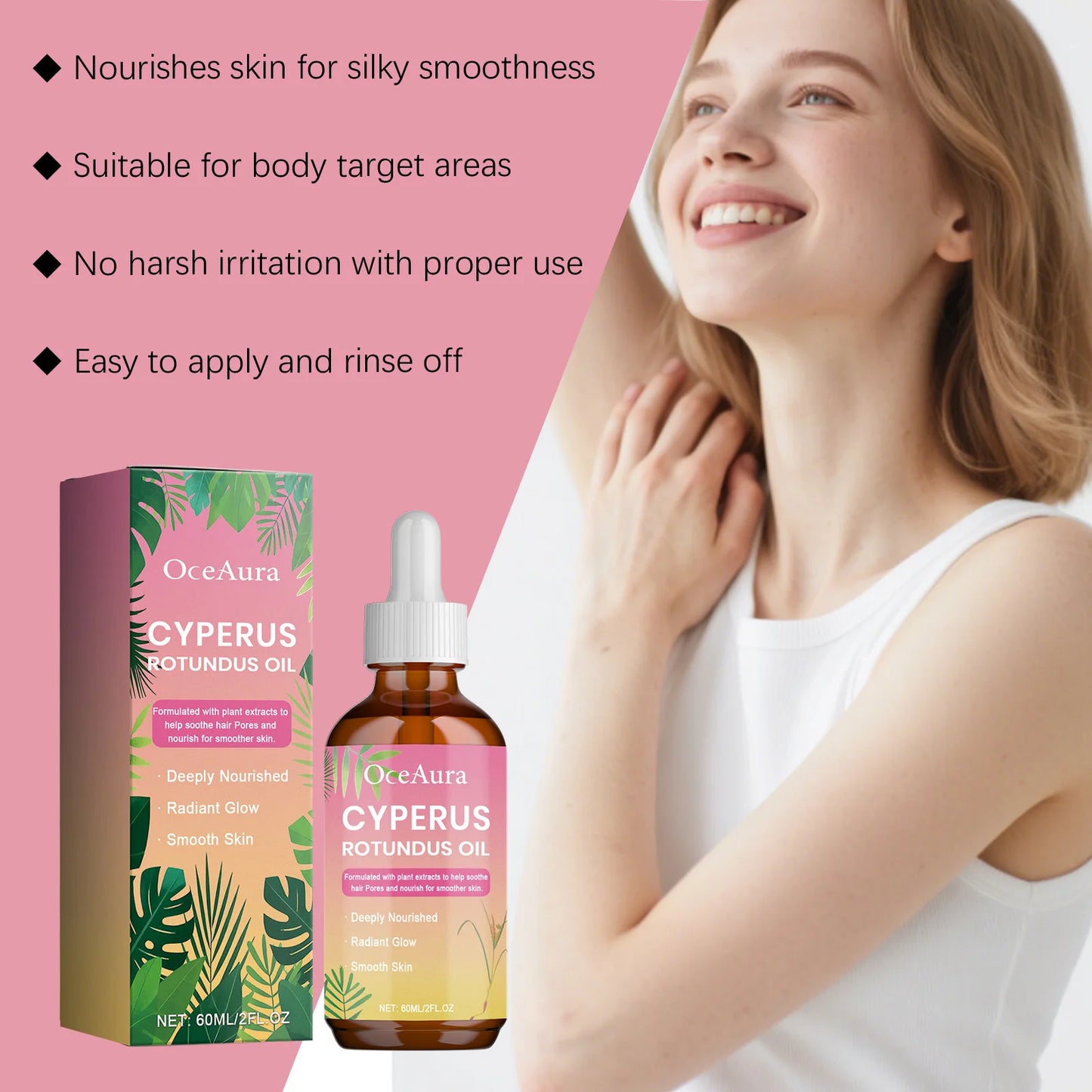 OceAura Inhibit Hair Growth Oil Cyperus Rotundus Extract Prevent Hair Growth Products Moisturizing Skin Aftershave Care Body Oil