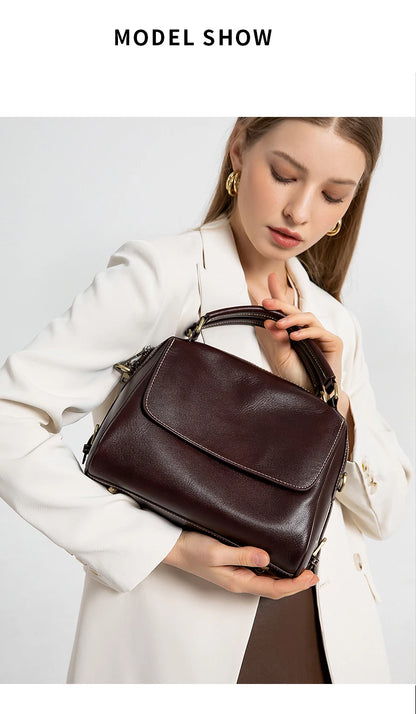Women Cow Leather Commute Crossbody Bags Women Retro Cowhide Large Capacity Shoulder Bag Ladies Fashion Luxury Designer Handbags