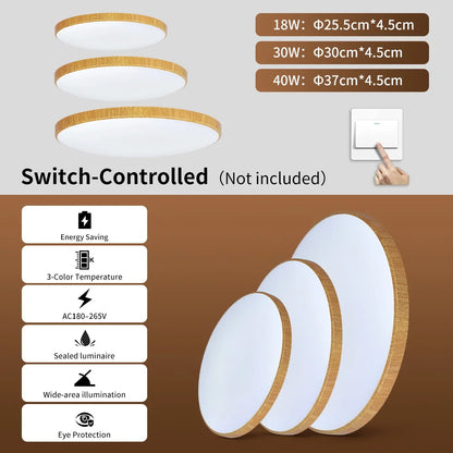 Wood Grain Ceiling Lamp Led Indoor Bathroom Lamps 220V Panel Led Kitchen Lighting for Living Room Waterproof IP44 Ceiling Lights