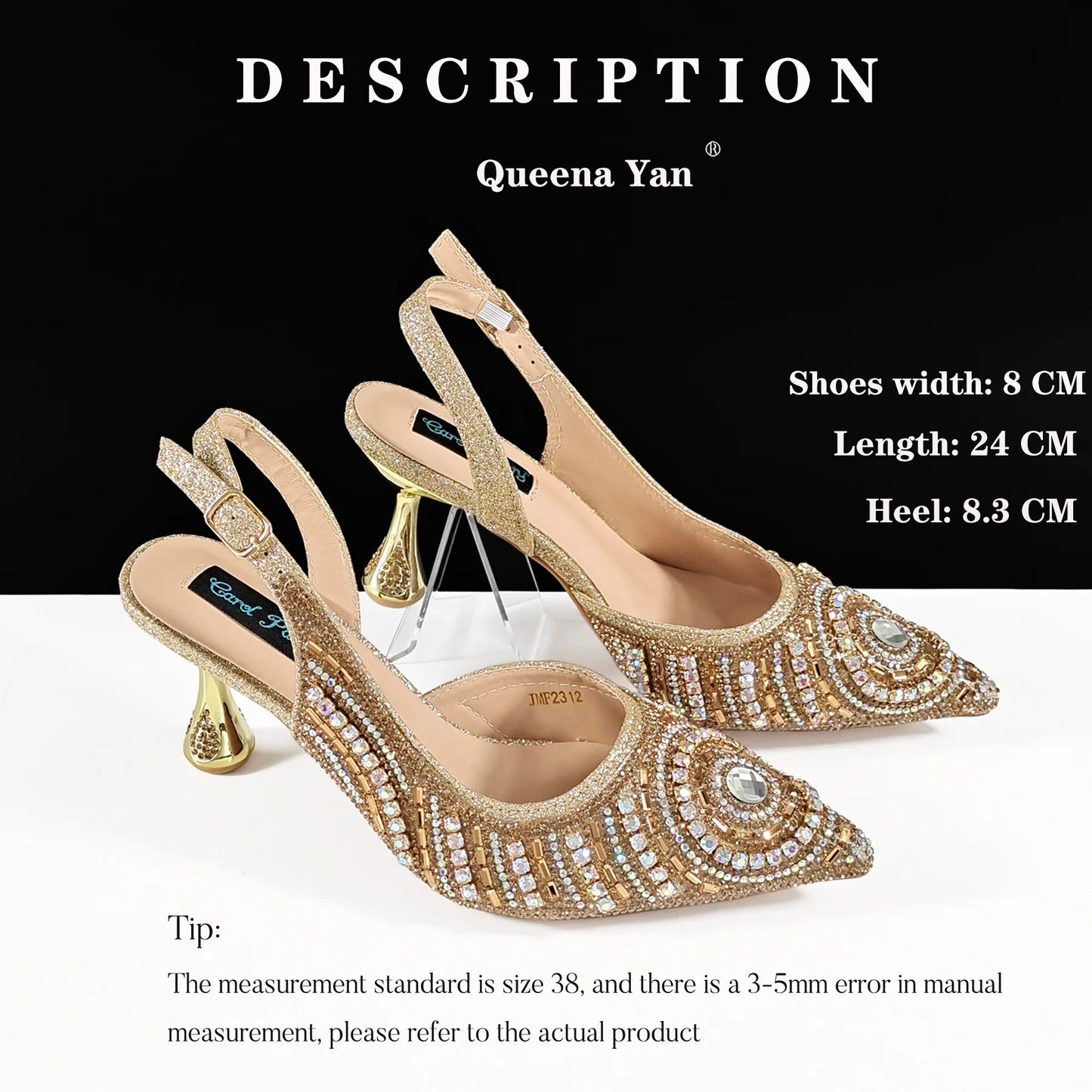 Queena Yan High-end Matching Women's Shoes with Diamond Hard Box Bag Popular in Nigeria Party Women's High Heels