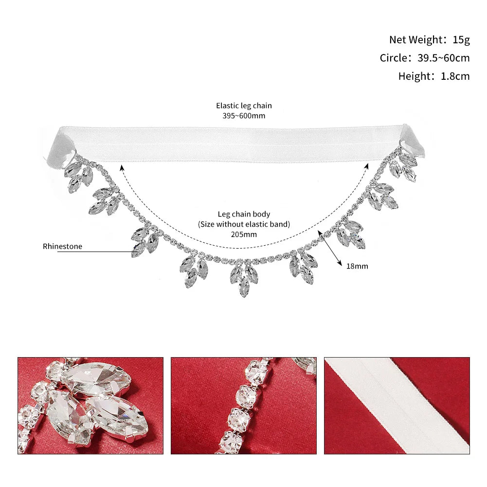 Rhinestone Bridal Accessories for Wedding Lace Flower Garter for Bride Jewelry Gift Elastic Leg Ring Gift for Suspenders Party