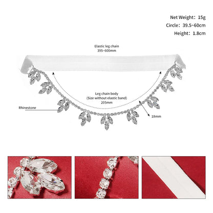 Rhinestone Bridal Accessories for Wedding Lace Flower Garter for Bride Jewelry Gift Elastic Leg Ring Gift for Suspenders Party
