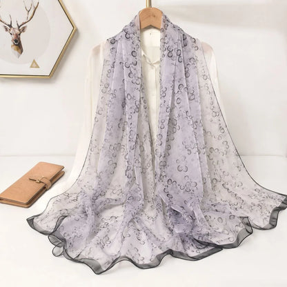 130*180cm Fashion Spring Summer Women Floral Printing Beach Silk Scarf Shawls Female Long Wraps Beach Sunscreen Hijab Lady