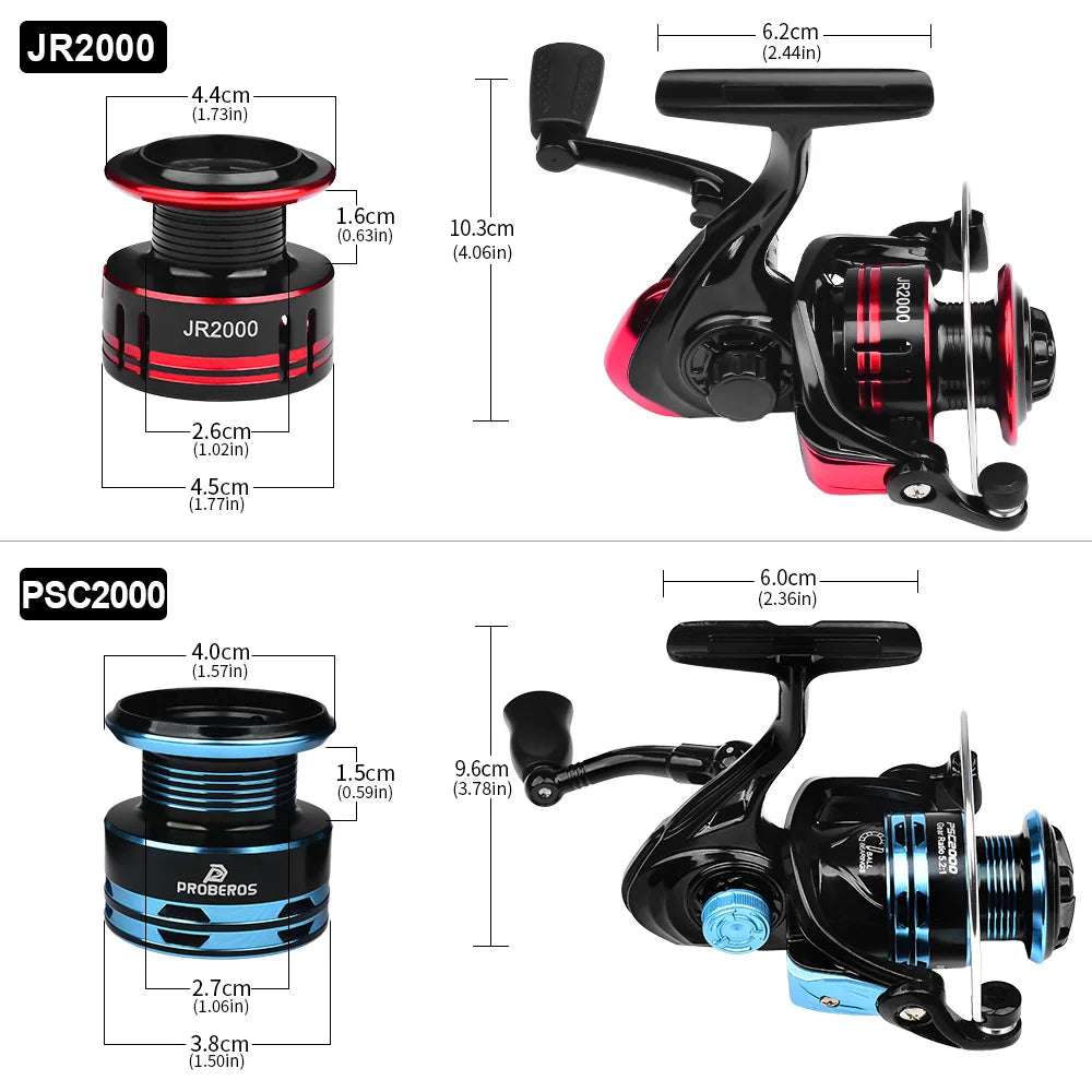 Ultralight Spinning Fishing Reel 2000 Size 5.2:1 1BB 5KG Max Drag Metal Spool Left Right Handle Saltwater Freshwater Lure Tackle