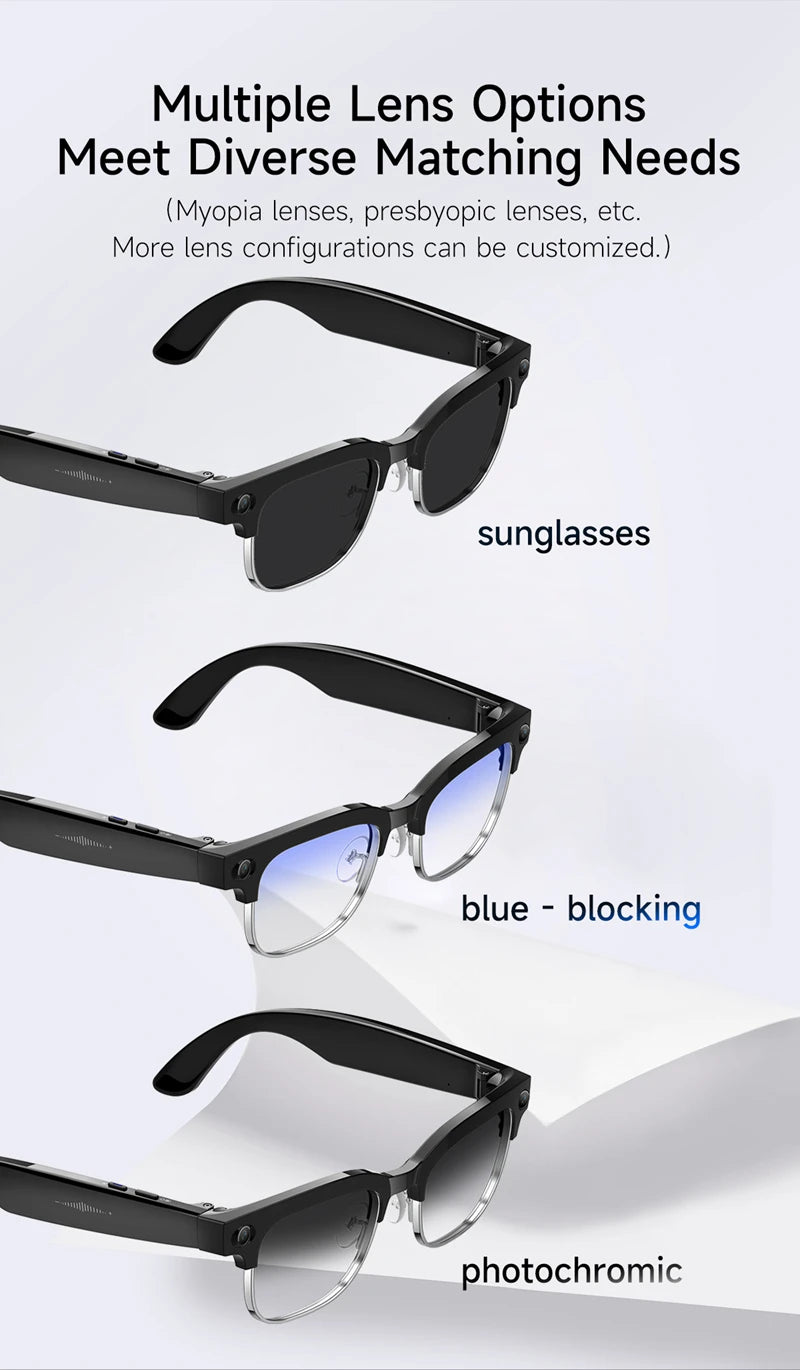 800W Pixel 4K HD Camera Smart Glasses AI Translation Video Recording Photo Music Play Voice Call Sunglasses Men Women Mototcycle