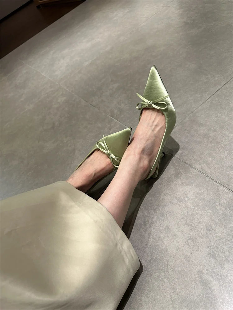Designer Luxury Summer Women Sandals Fashion Pointed Toe Butterfly-knot Shoes Ladies Elegant High Heels Party Club Sandalias