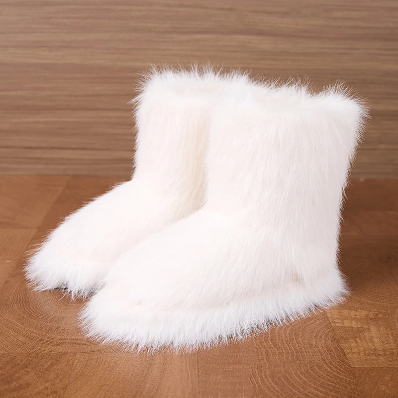 Winter Fluffy Ankle Boots Female Casual Plarform Women's Shoes Plush Luxury Designer Indoor Outdoor Fuzzy Fur Snow Booties Trend