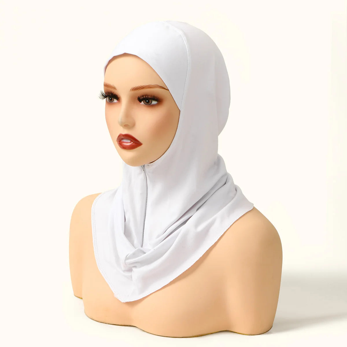 Modal instant Hijabs Cap Muslim With Zipper Soft Inner Cap Fashion With Neck Collar Headscarf Hat Women Islam Ramadan Turban Cap