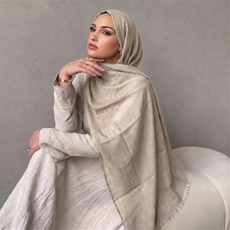 New Long Scarf Women Cotton Scarf Beach Hijab Shawls and Wraps 2026 Luxury Brand Solid Color  Echarpe Designer