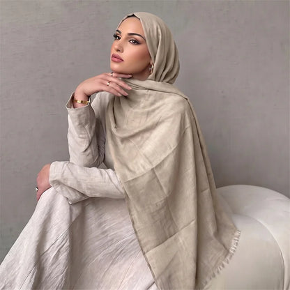 New Long Scarf Women Cotton Scarf Beach Hijab Shawls and Wraps 2026 Luxury Brand Solid Color  Echarpe Designer