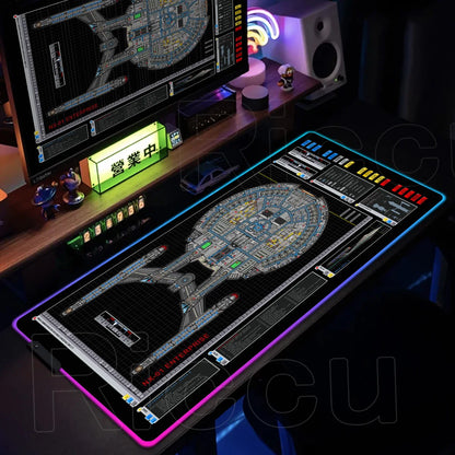 RGB Pc Gamer S-Star Treks Keyboard Expansion Mouse Pad LED Glowing Mat Rubber Backlight Gaming Computer Laptop Home Office Setup
