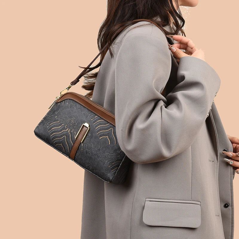 Luxury Designer Women's Shoulder Bag Fashion Print Purse Ladies High Quality Leather Crossbody Bag Messenger Commuter Sac A Main