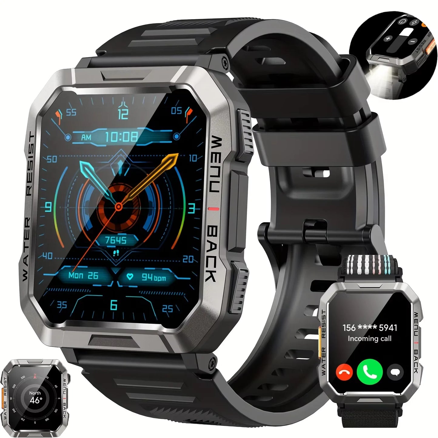 Blackview W60 Waterproof Smart Watch 2.01 inch HD Display 900mAh Large Battery Smartwatch Emergency Lighting Woman Man Watches