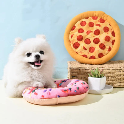 New Plush Dog Toy Doughnut Pizza Shape Pet Squeaky Toys for Small Large Dogs Cleaning Teeth Puppy Chew Sound Toy Pet Supplies