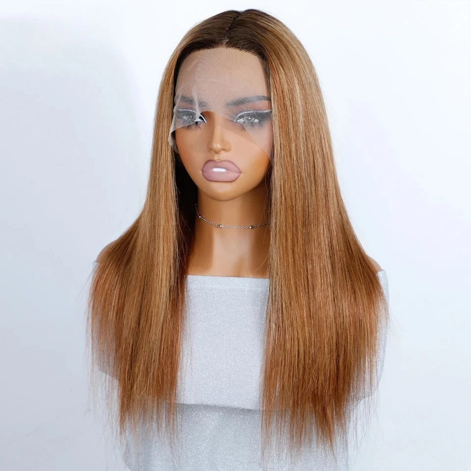 Debut Blonde Straight Lace Front Wigs 13x6x1 Lace Part Human Hair Wig For Women Transparent Lace Highlight Colored Remy Hair