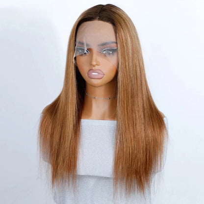 Debut Blonde Straight Lace Front Wigs 13x6x1 Lace Part Human Hair Wig For Women Transparent Lace Highlight Colored Remy Hair