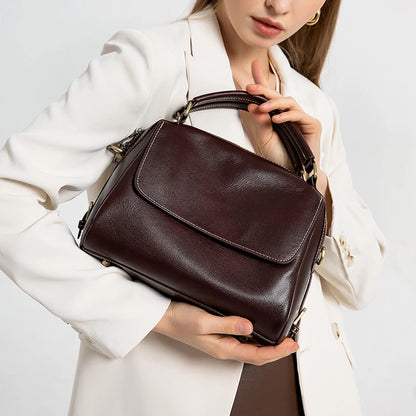 Women Cow Leather Commute Crossbody Bags Women Retro Cowhide Large Capacity Shoulder Bag Ladies Fashion Luxury Designer Handbags