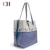 CH Tote Bag for Women Two Tone PU Leather Large Capacity Shoulder Handbag Luxury Ladies Commute Shopping Shopper Bag