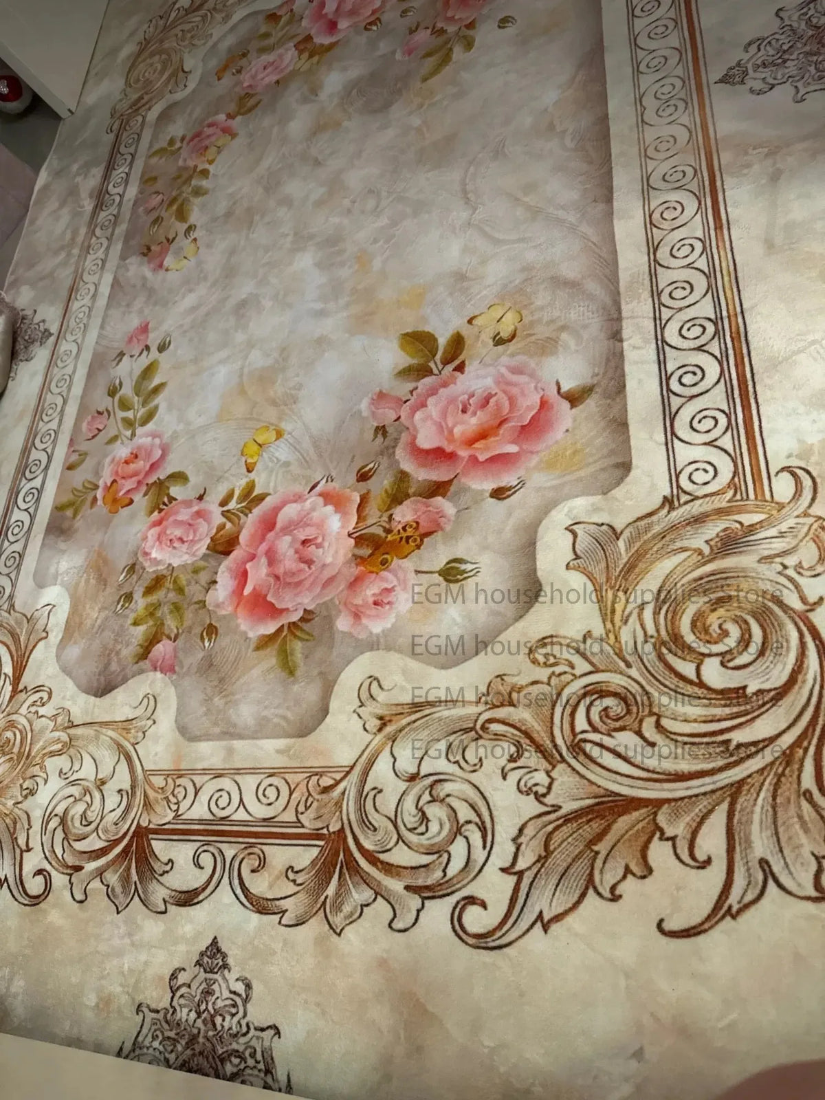 Europe and America Luxury Rugs for Living Room Decoration Home Golden Parlor Large Carpet Non-slip Bedroom Mat Washable Soft Rug