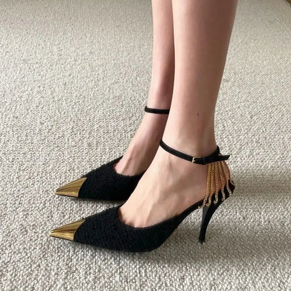 Stiletto Pointed Toe Sandals for Women 2025 Luxury Footwear Vintage Sandal Summer Offers Pvc Cheap Liquidation Woman Shoes Sale