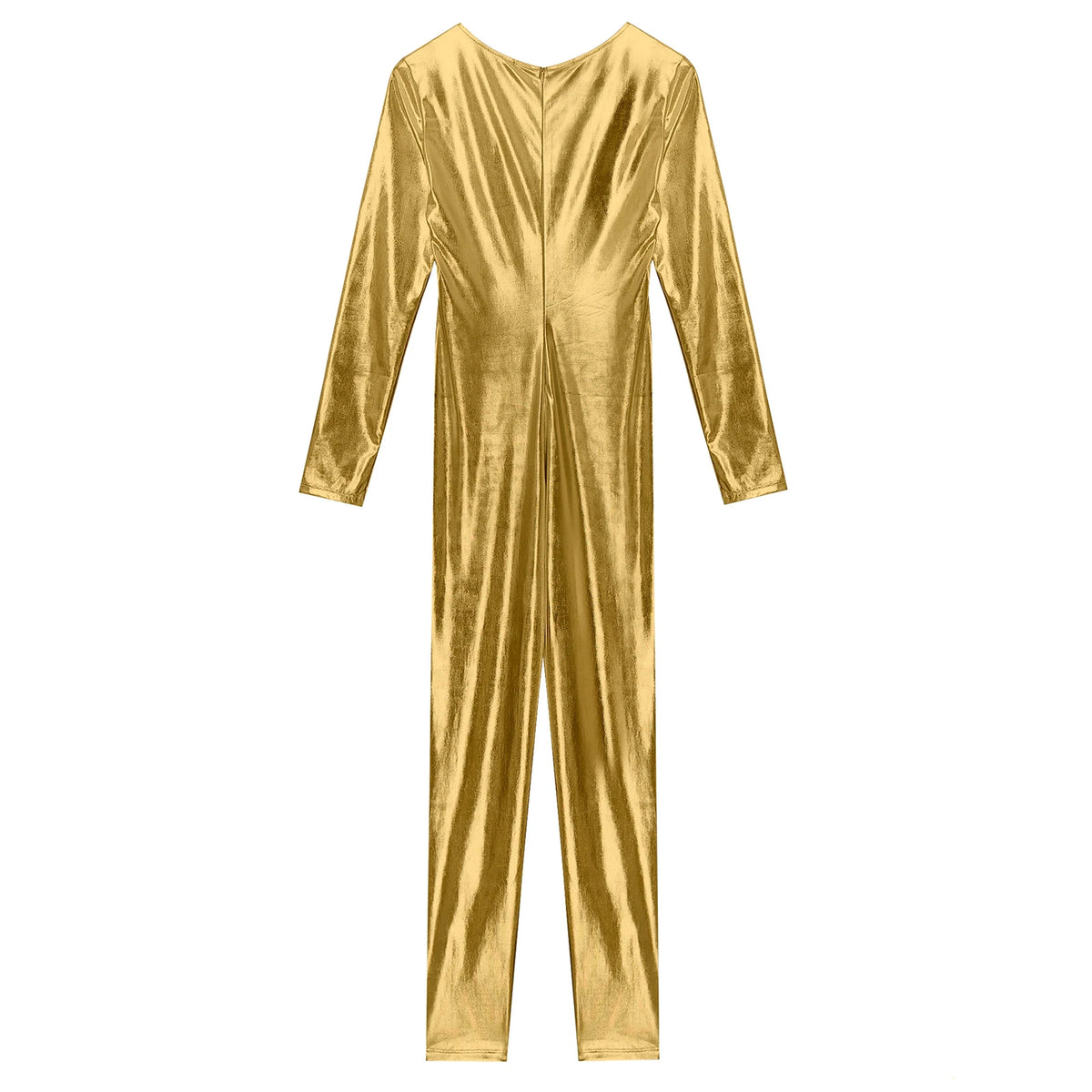 Womens Metallic Shiny Bodysuit Clubwear Long Sleeve Slim Fit Full Body Jumpsuit Nightclub Rave Party Musci Festival Costumes