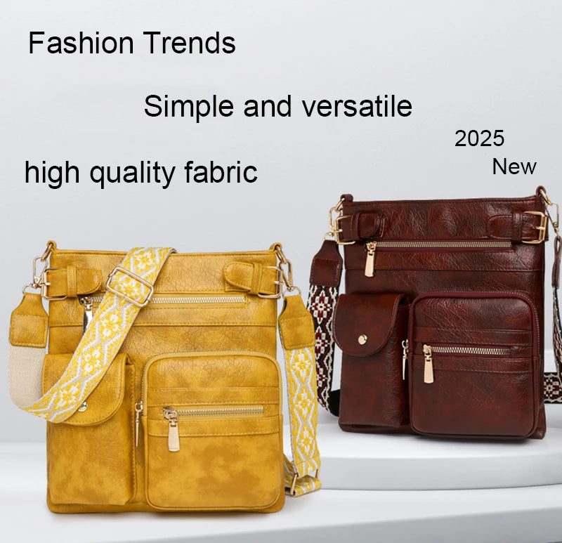 Designer Luxury Handbags 2025 New Vintage Soft Leather Tote Bags For Women Multi-pocket Shoulder Messenger Bags High quality Sac