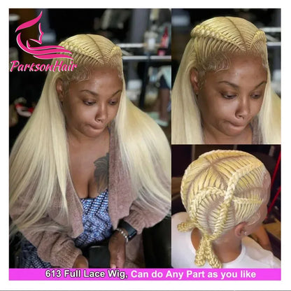 Loose Wave Honey Blonde  Full Lace Wig HD Yellow 613 Colored Lace Front Wig Full Lace Frontal Wigs For Women 100% Human Hair