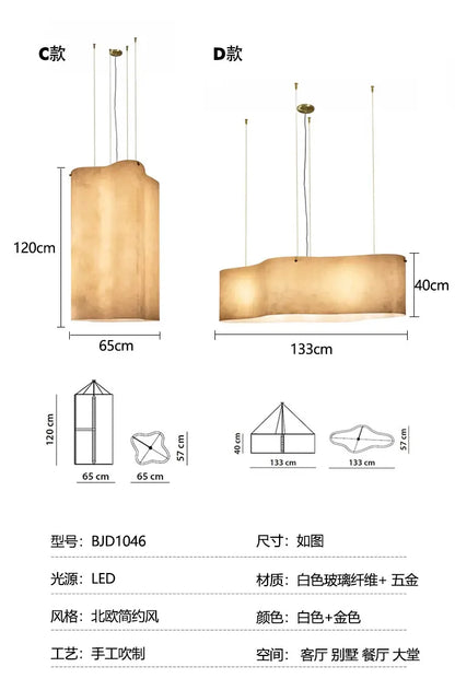 Designer Cloud Pendant Light for High Ceiling Lobby Wabi Sabi LED Hanging Chandelier For Parlor Restaurant Hotel Project Lights